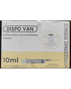 Dispovan Hypodermic 10mL Syringes with Needle Size 0.80 X 38mm/21G X 1½", 1 Box (50) For single use only