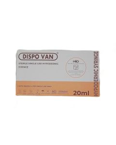 Dispovan Hypodermic 20mL Syringes with Needle Size 0.80 X 38mm/21G X 1½", 1 Box (25) For single use only