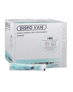 Dispovan Hypodermic 5mL Syringes with Needle Size 0.55 X 25mm/24G X 1", 1 Box (100) For single use only