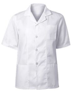 White Cotton Half Sleeve Apron For Medical Profession