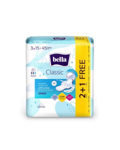 Bella Maxi Softy Wings Classic Sanitary Napkins Combi Pack of 2 + 1 Free (15 Pcs each)