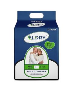 Eldry Adult Diaper, Tape Style, Unisex, Overnight Protection, 10 Count