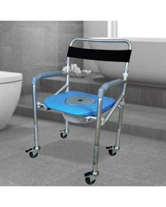 GHS 2996A Comfort Foldable Commode Shower Chair (Height Adjustable) With Wheels