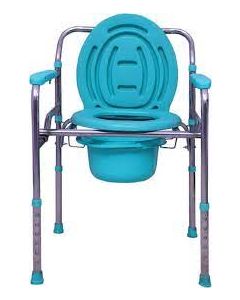 GHS Commode Chair with Adjustable Height, Without Wheel, Green