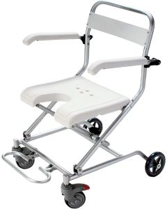 GHS Drizzle 7 Folding Bath Chair with Arms & Back rest, with Wheels