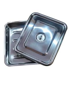 Heavy Stainless Steel Instrument Tray with Lid, Reusable and Autoclavable, Pack of 2