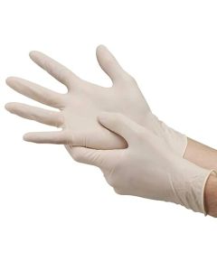 Latex Medical Examination Disposable Powdered Hand Gloves - (White), Non-Sterile, Pack of 100