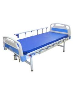 Single Function Patient Bed With ABS Bows and Matress (Without Wheel)