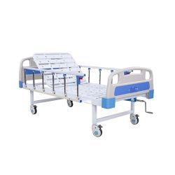 Hospital One Function Manual Bed with Wheel and Foam Mattress