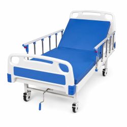 Hospital One Function Manual Bed with Wheel and Foam Mattress