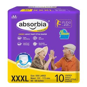 Absorbia Unisex Adult Diaper Pant Pack Of 10 Pant Diapers