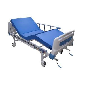 FOWLER MANUAL COT WITH ALUMINIUM RAILINGS, ABS BOARDS, CASTORS and MATRESS