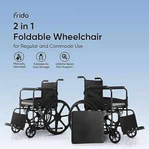 Frido 2 in 1 Foldable Wheelchair for Regular and Commode Use(FSC101)