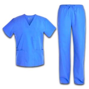 V Neck Surgeon Dress/ OT Dress/ Scrub Suit, Sky Blue