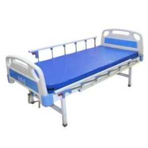 Single Function Patient Bed With ABS Bows and Matress (Without Wheel)